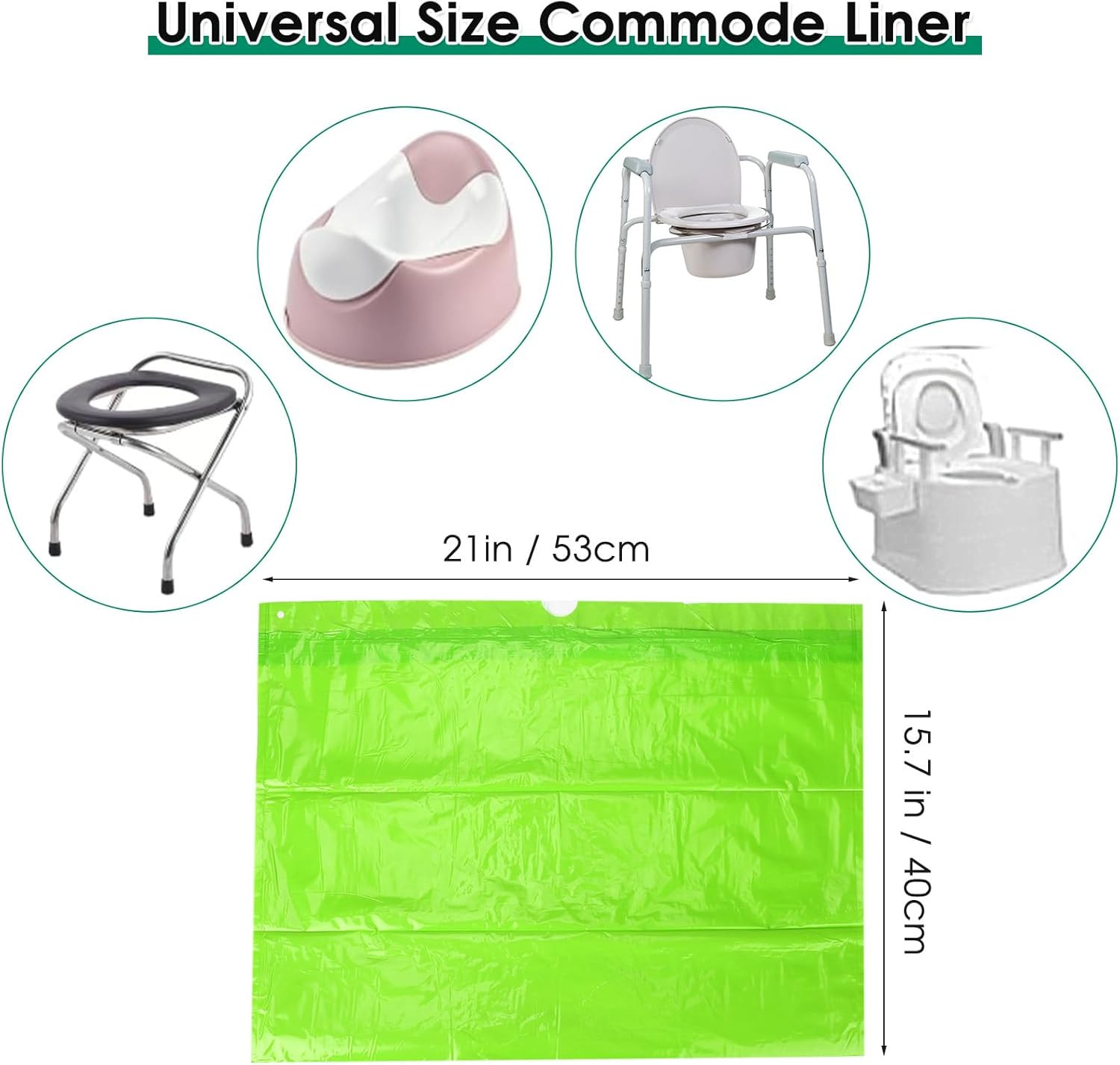 Bedside Commode Liners Bags, Universal Fit for Commode Chair, Camping Toilet | 1