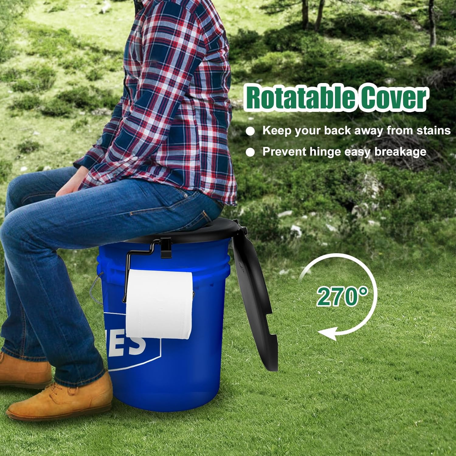 PAHTTO Portable Toilet Seat for 5 Gal Buckets, Camping Toilet with Lid for Adult