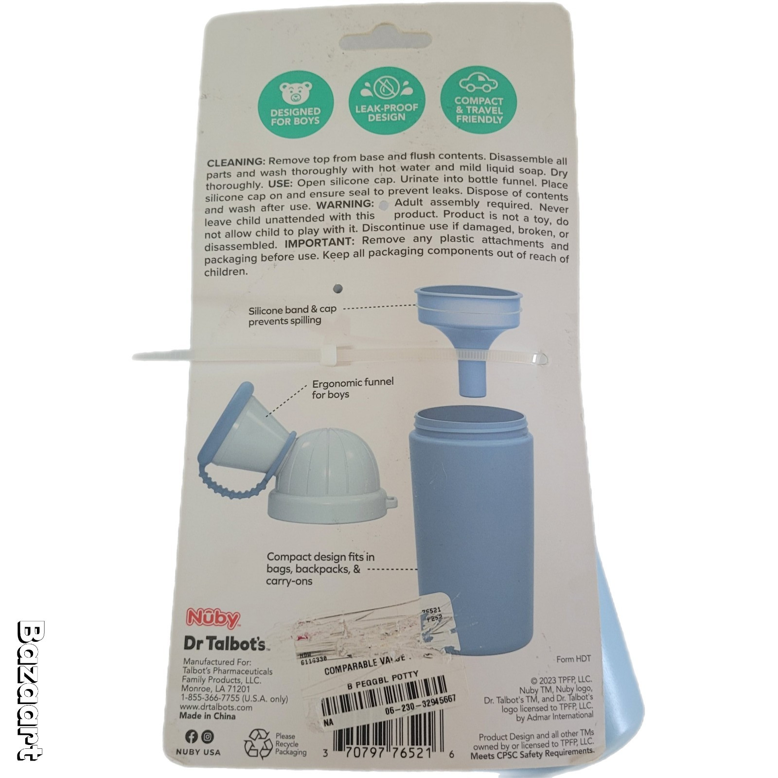 Nuby Travel Camping Potty Urinal For Boys Leak-Proof Portable Toilet Blue NEW