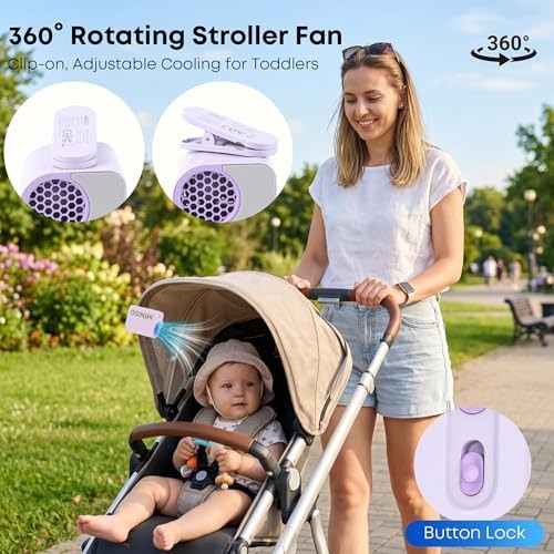 Clip On Fan Portable, 5-Speed 19500 RPM Strong Airflow Personal Fans Purple