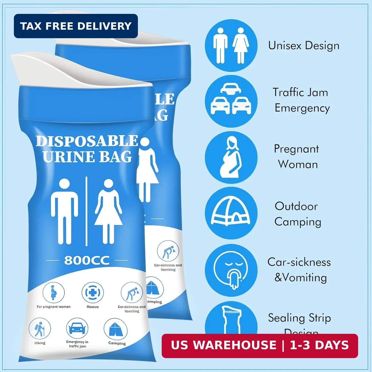 DIBBATU Disposable Urine Bags for Women/Men, 12/24Pack for Travel, Camping, Car
