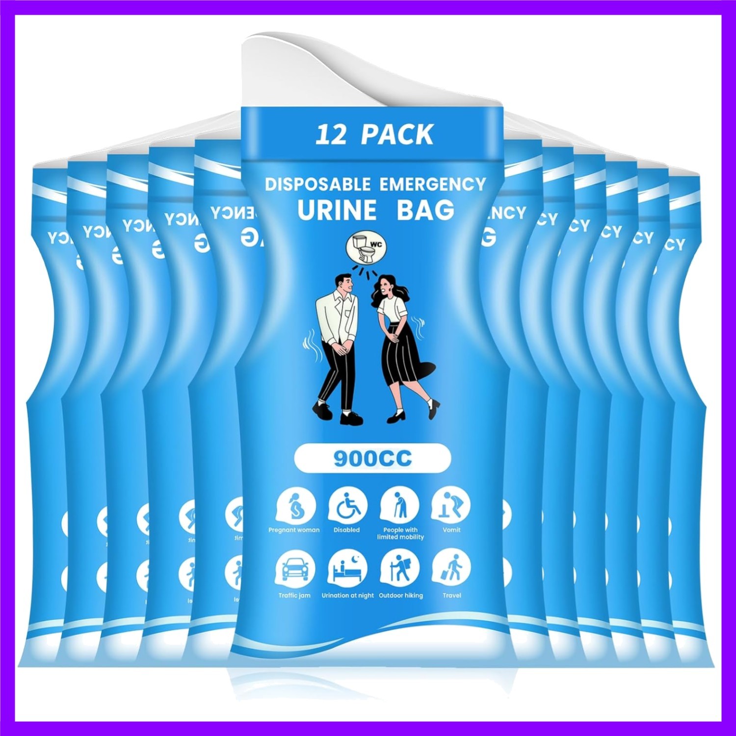 24 Pcs Portable Urine Bags 900ML Leakproof Odorproof Gel for Travel Emergency