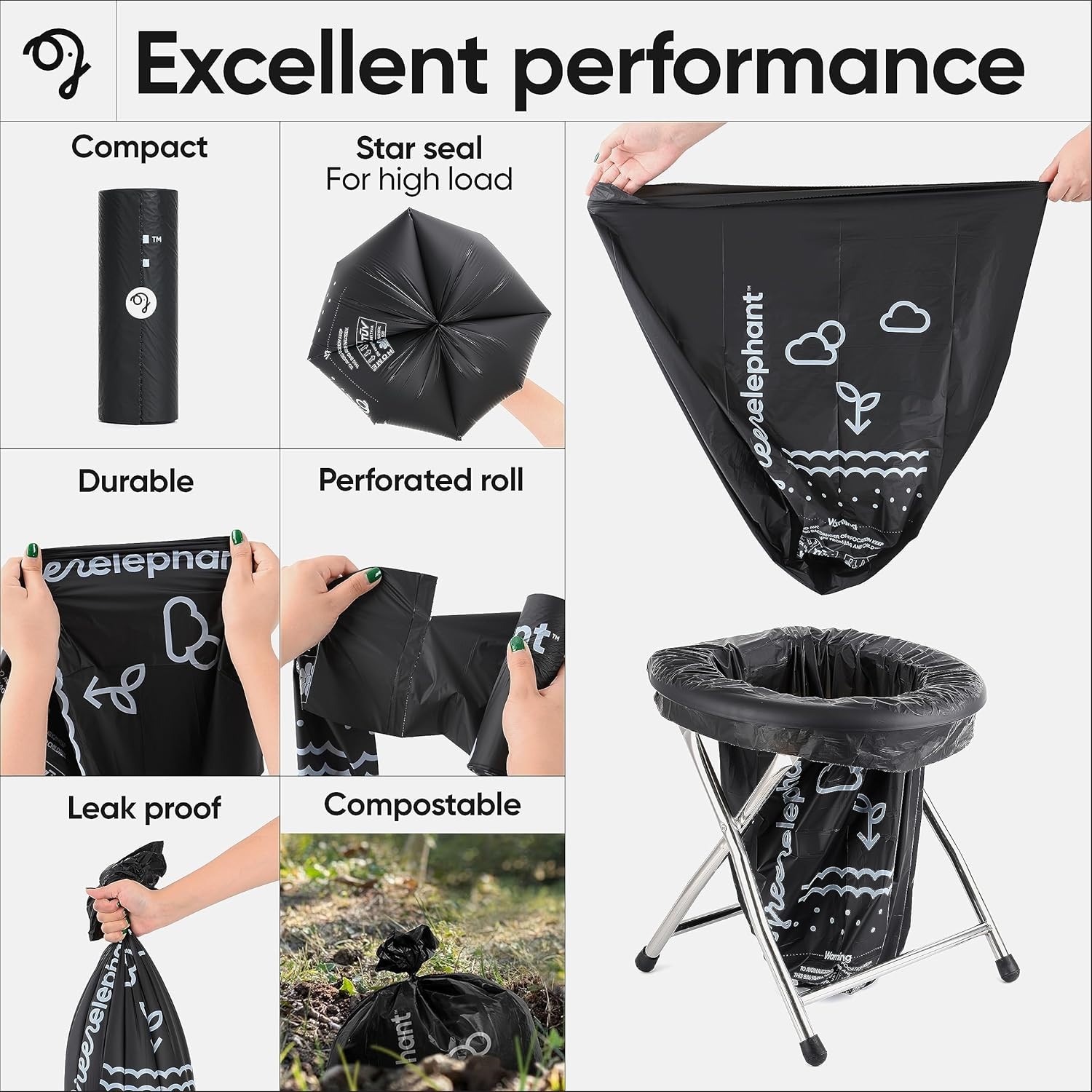 15 Pack Biodegradable Camping Toilet Bags for 5 Gallon Buckets – Eco-Friendly