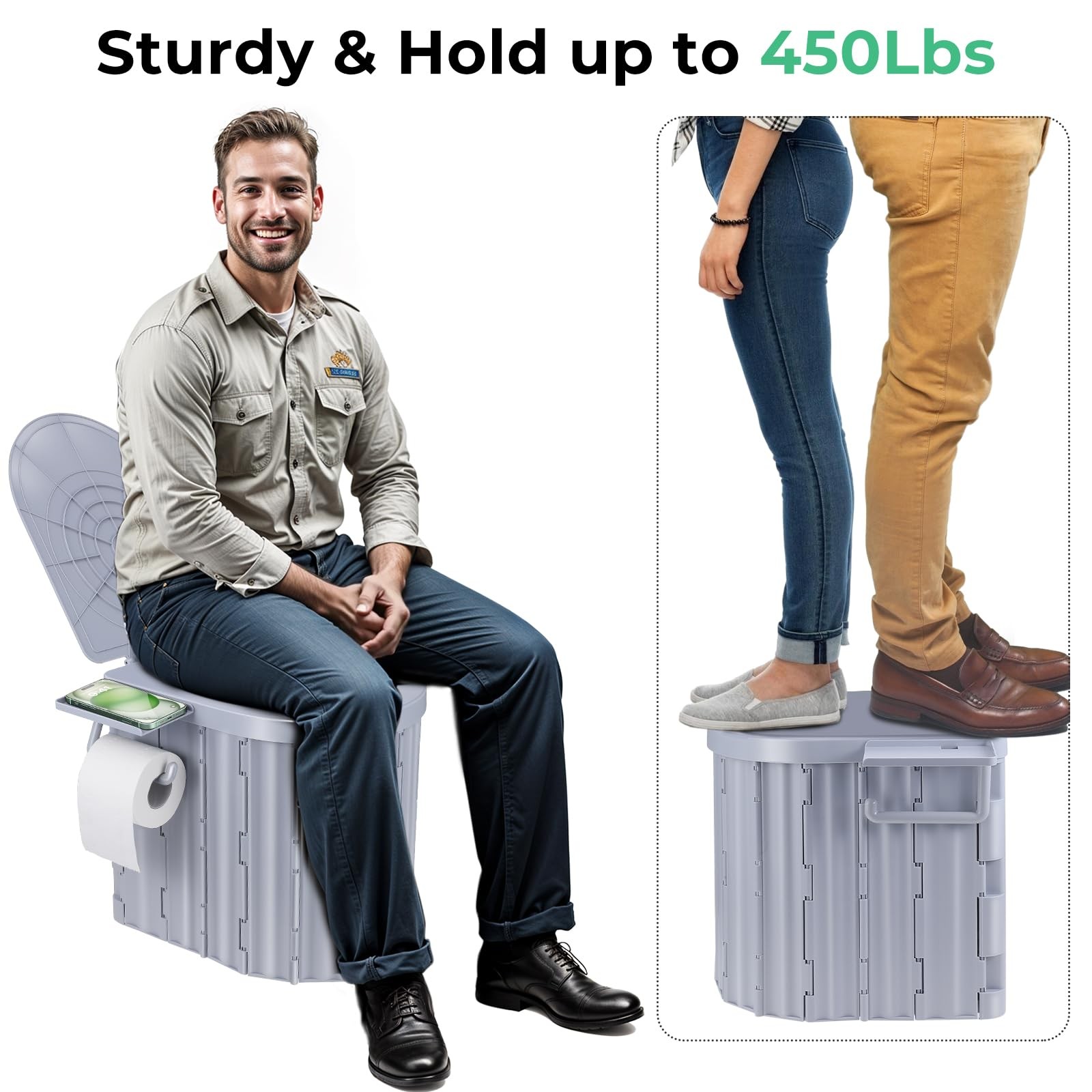 Sckee Camping Toilet, Portable Toilet for Adults, Portable Travel Folding Toi…
