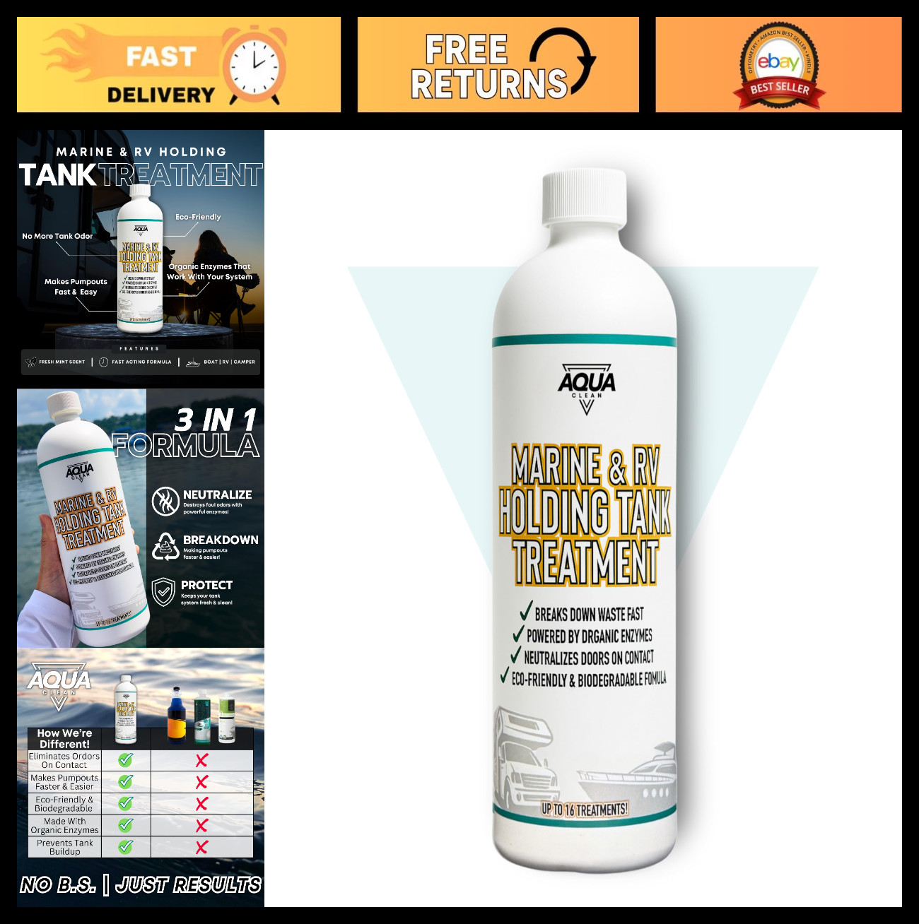 Enzyme Holding Tank Treatment & Deodorizer for RV, Marine & Portable Toilets – 3