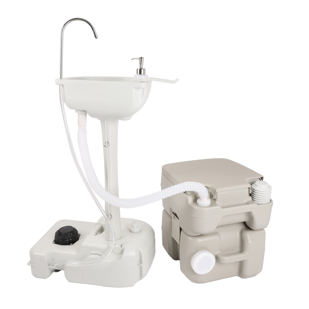 Portable toilet with sink and hand washing station – Camping WC with 20L flush
