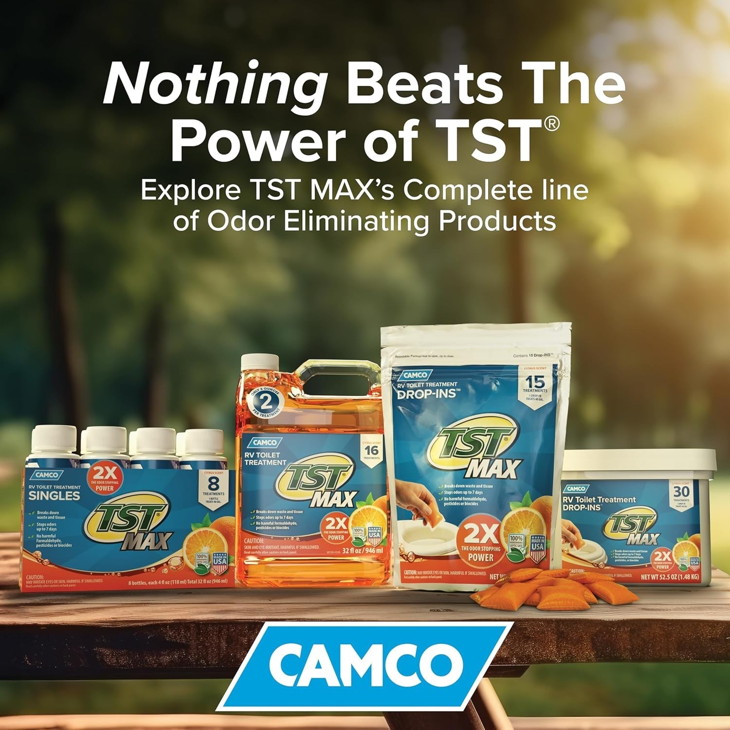 Camco TST MAX Toilet Treatment Singles for Camper & RV – Pack of 8 Single-Use 4O