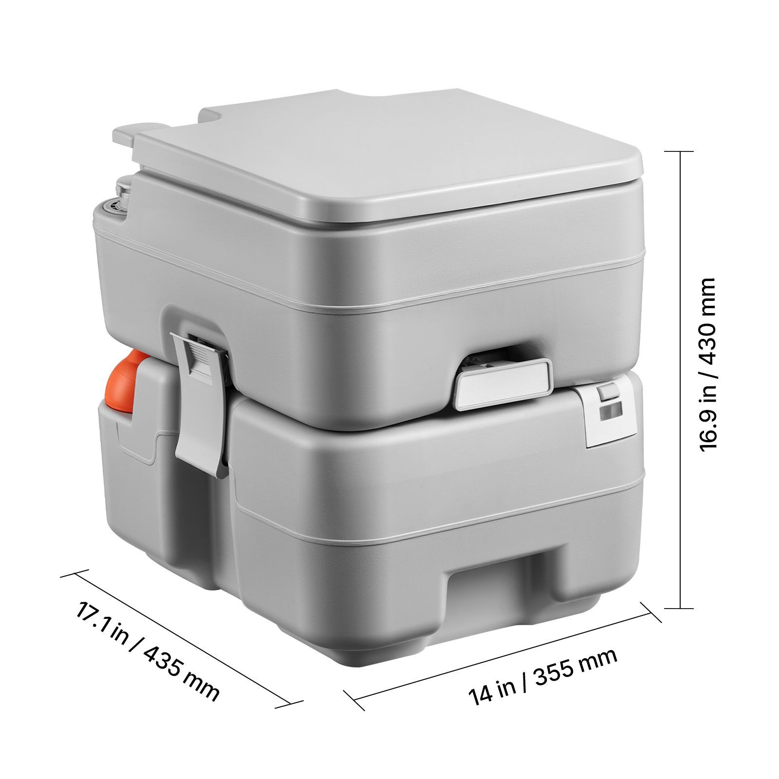 Portable Toilet 330lb Capacity, Detachable 5.3gal Tank, 120 Flushes
