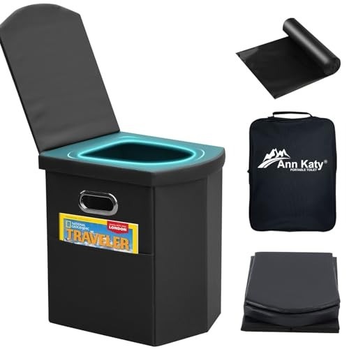Upgrade XL Portable Toilet for Adults Travel Folding Camping Toilet Black Ref…