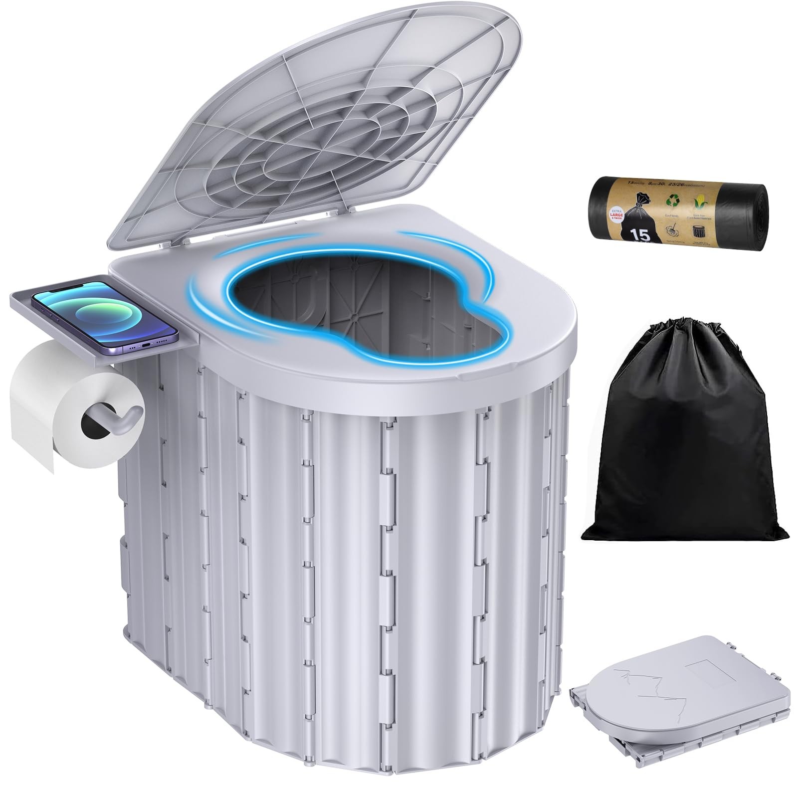 Portable Camping Toilet 15 Inch Adult Potty Heavy Duty 450 Lbs RV