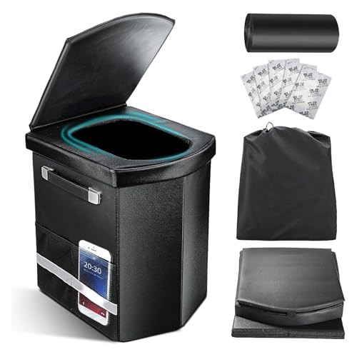 2025 Upgraded 16.5” XL Portable Toilet for Adults,Tall Camping Toilet Black