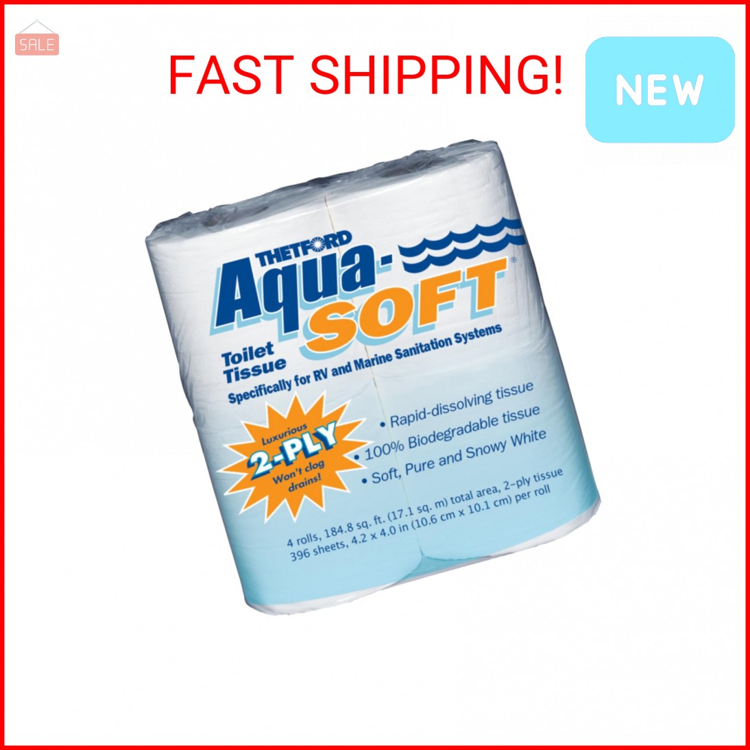 Thetford Aqua-Soft Toilet Tissue – Toilet Paper for RV and marine – 2-ply – Thet