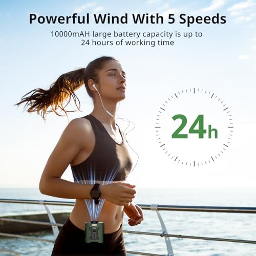 Portable Waist Fan 10000mAh Belt Fan 18000RPM Clip Fan With Max 24H Working