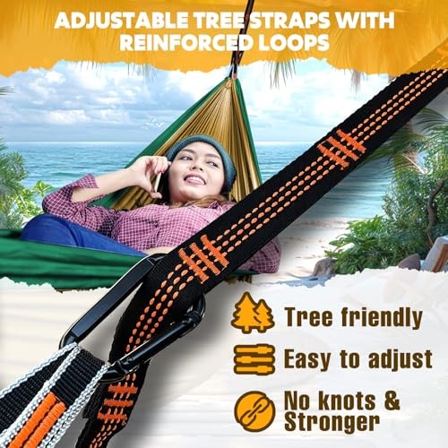 NATUREFUN Ultra-Light Travel Camping Hammock | 275x140cm Camel/Olive Green