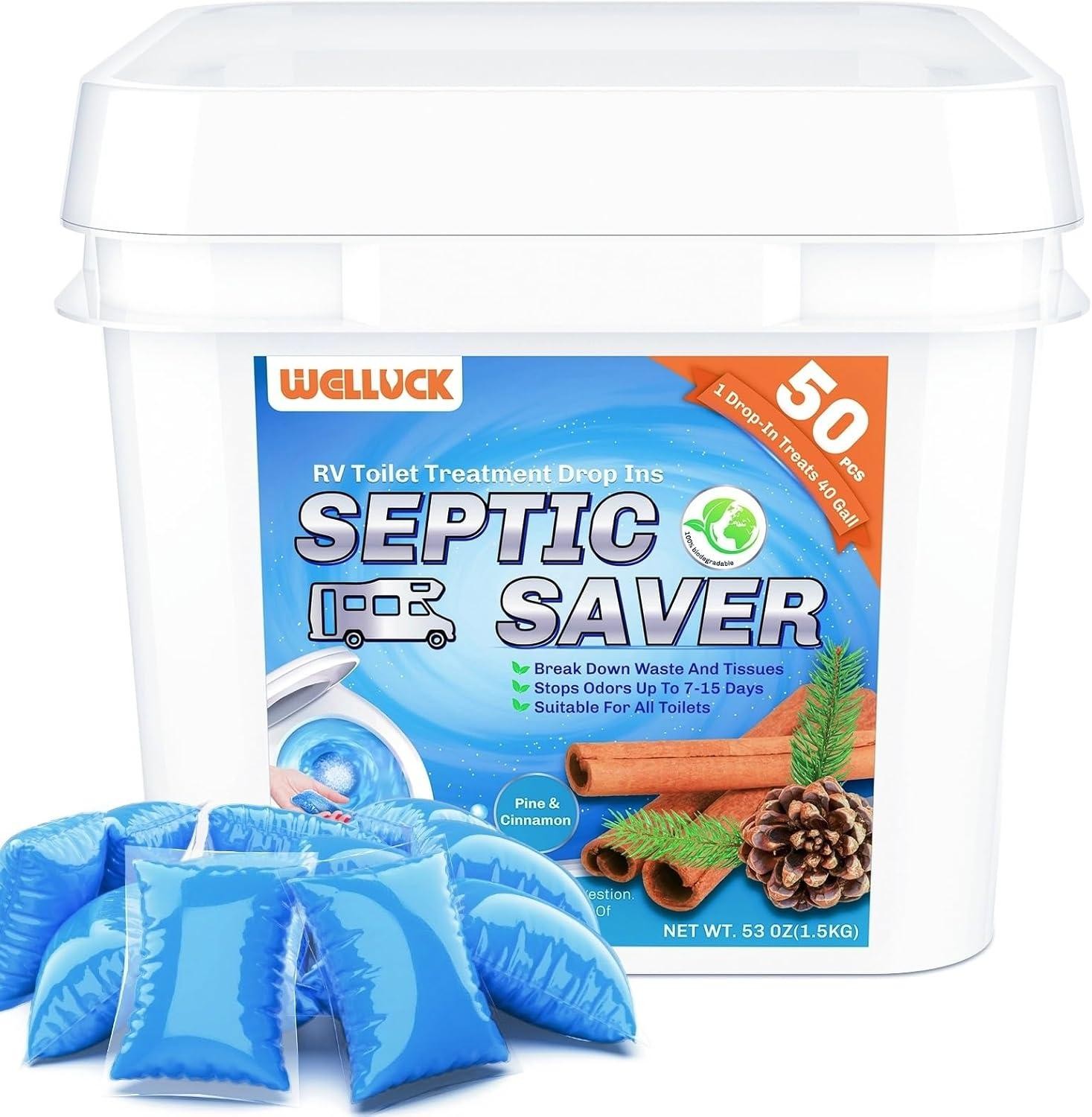 50 Packs Rv Toilet Treatment Drop Ins, Black Tank Deodorizer for Camper, Marine
