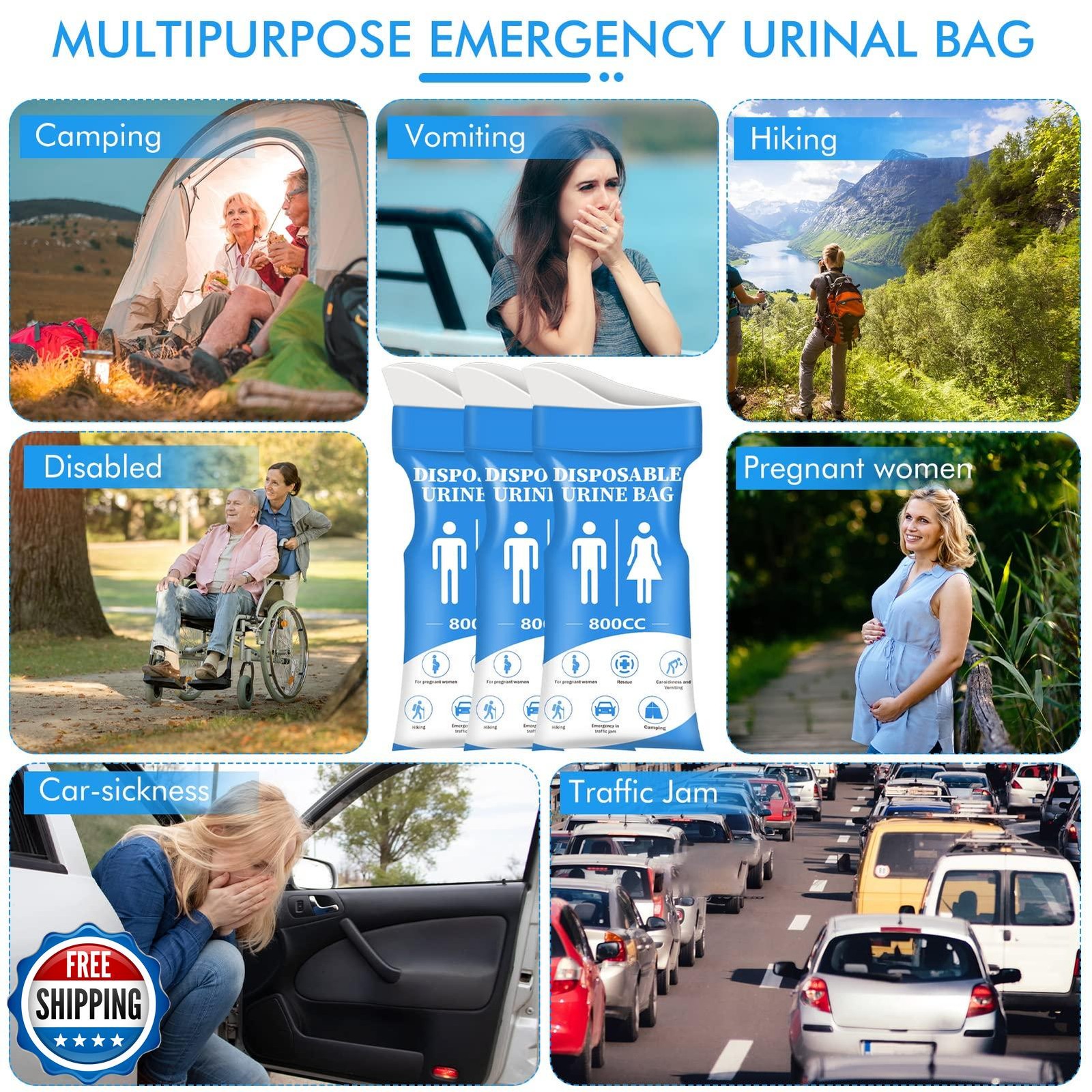 DIBBATU Disposable Urine Bag,12 PCS 800ML for Travel, Emergency Portable Pee