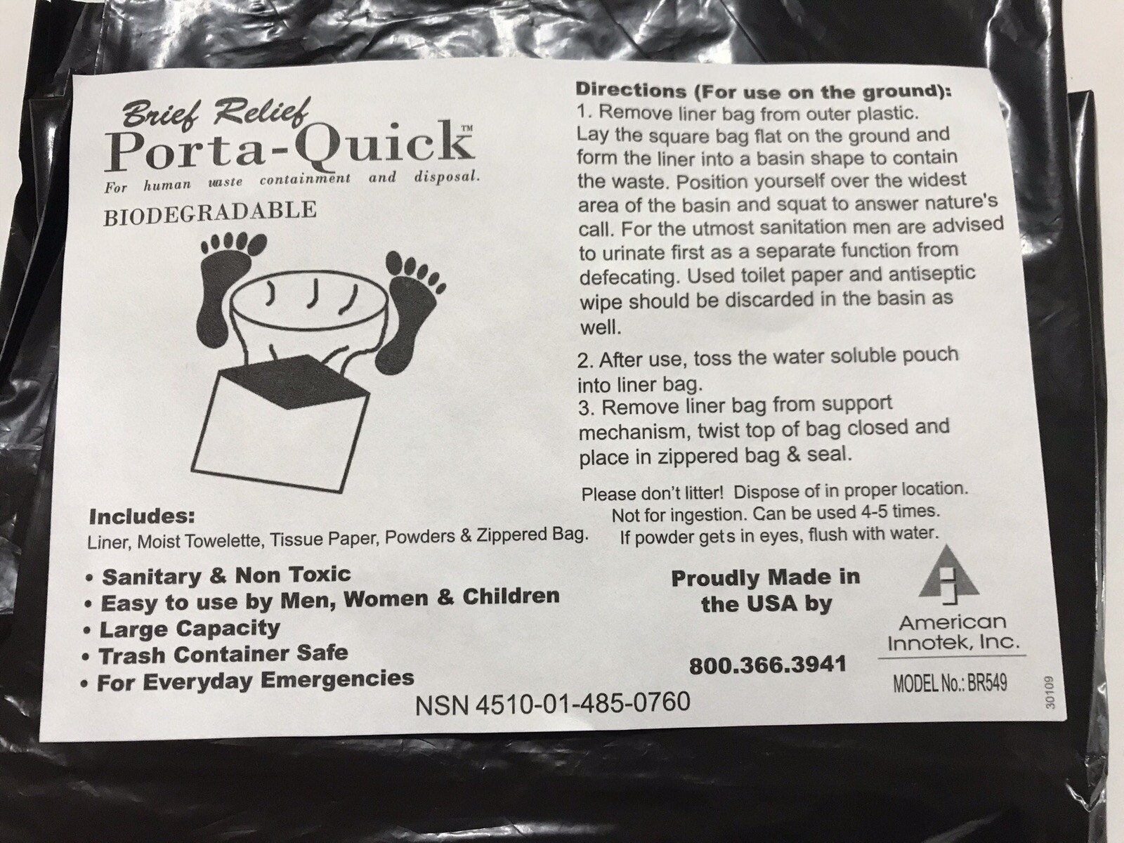 Emergency Toilet Kit, Emergency Waste, Poop Rid Kit, SHTF PREPS