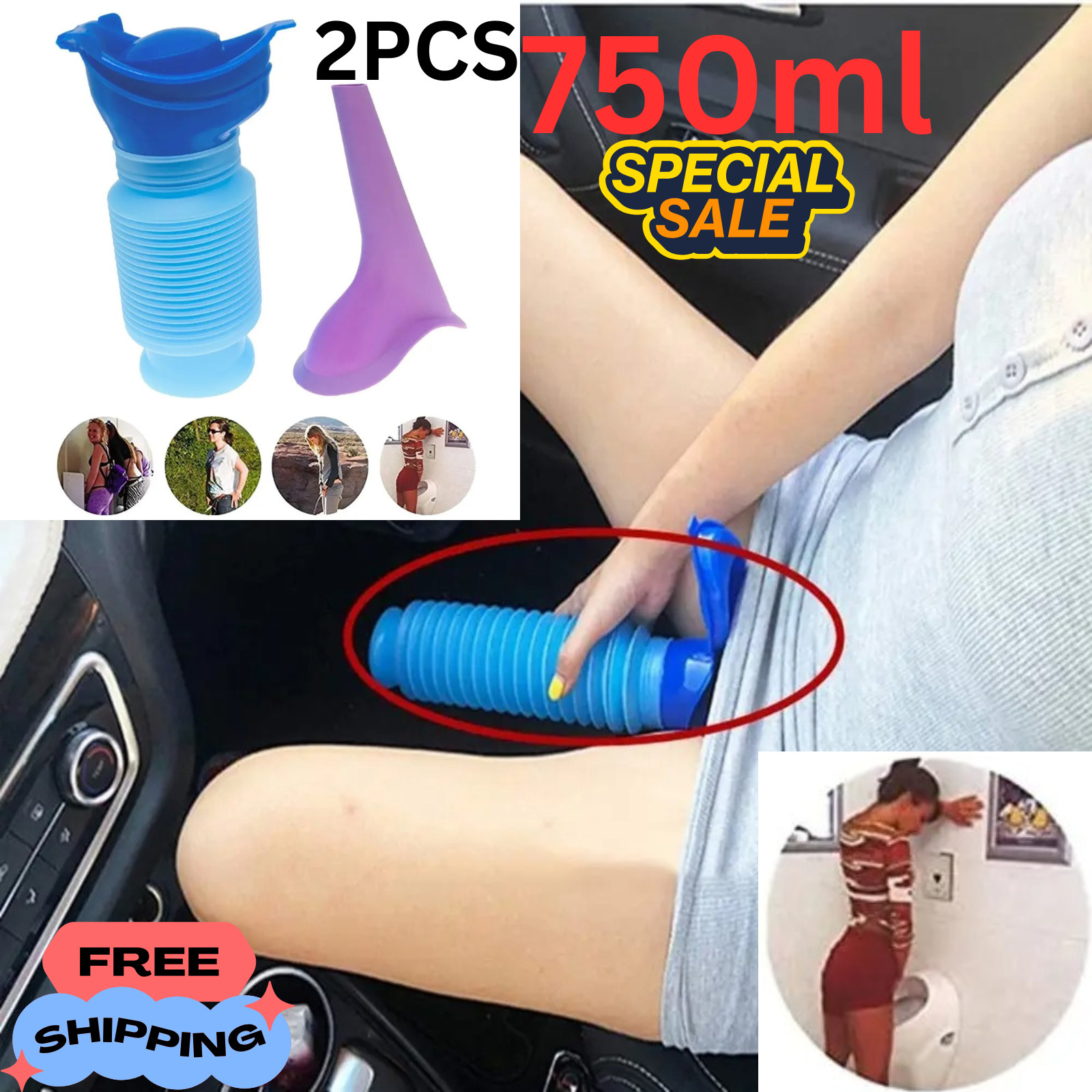 Portable Urinal Male Female Emergency Travel Camping Car Toilet Pee Bottle Kit