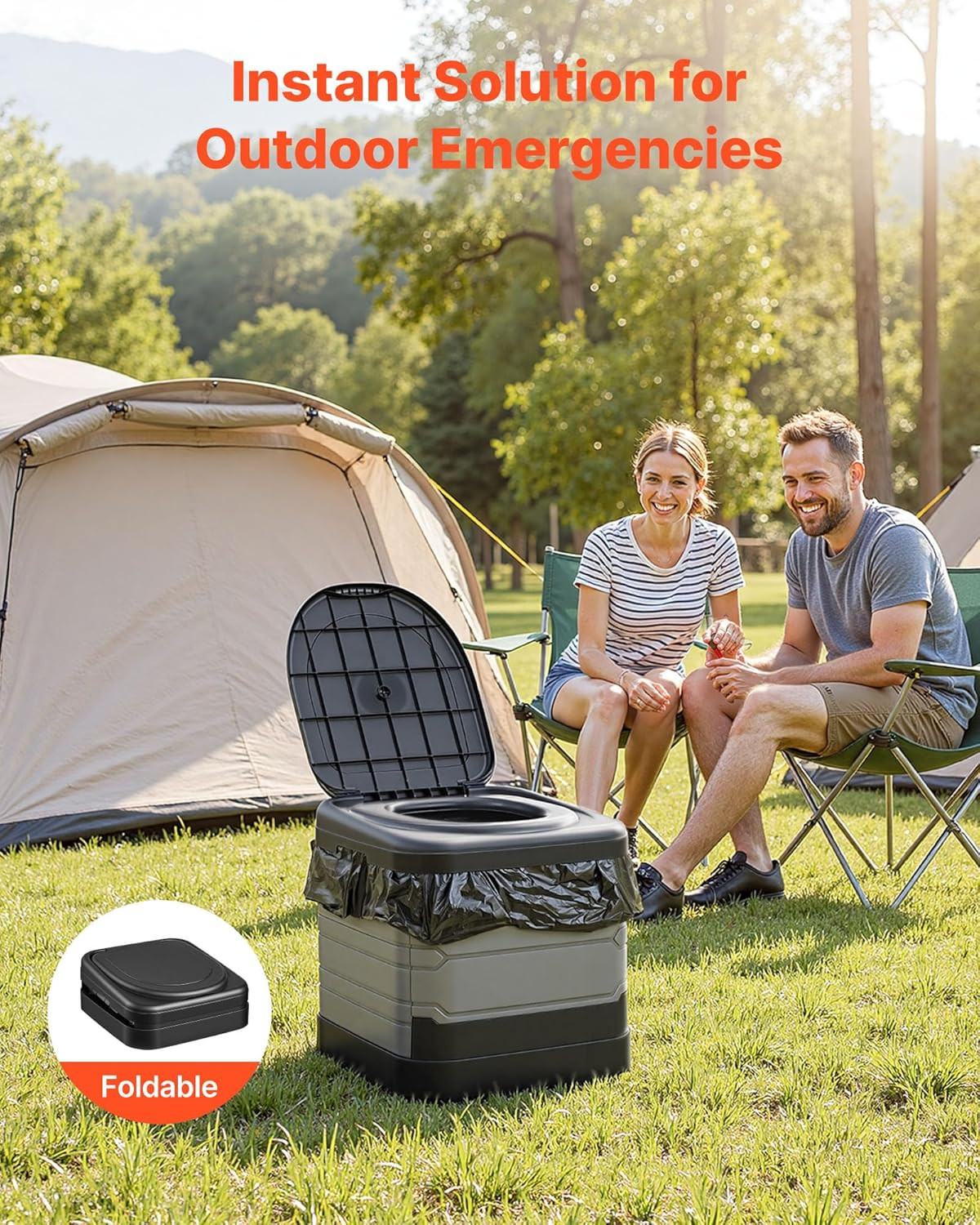 Portable Toilet, 330 Lbs Load Capacity, Folding Camping Toilet for Adults, Outdo