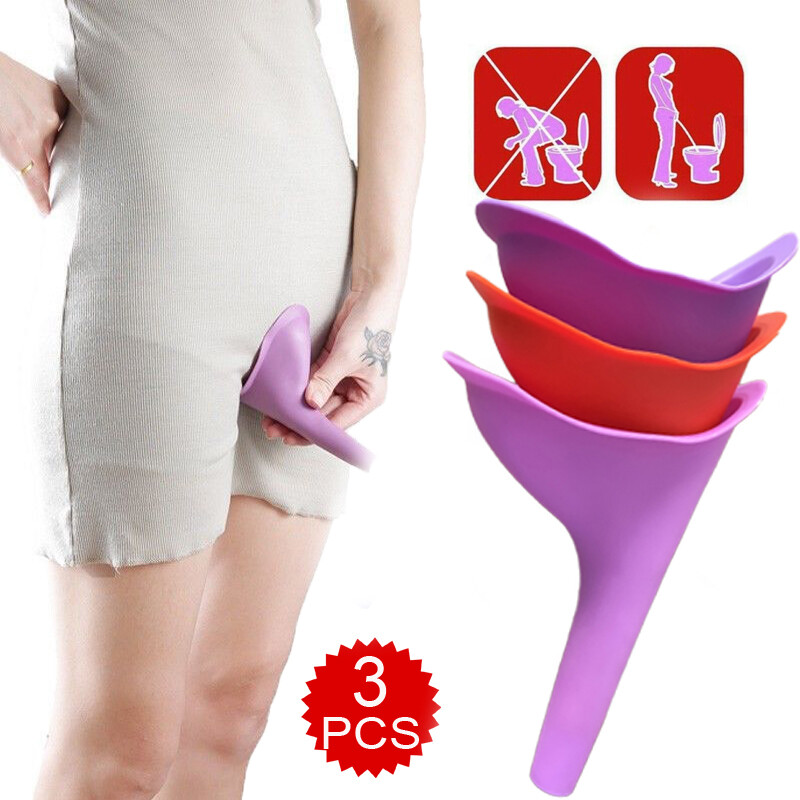 3 Female Urination Device Womens Outdoor Standing Up Pee Urinal Silicone Urinary
