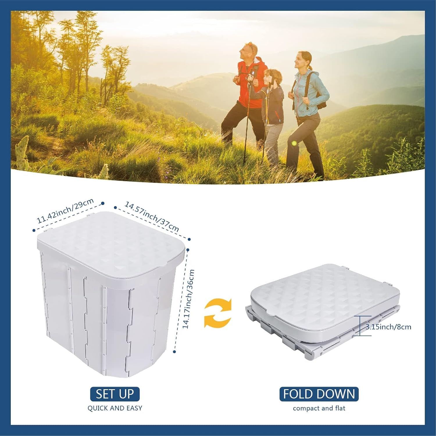 Portable Camping Toilet for Adults – XL Portable Folding Toilet with Lid,Travel