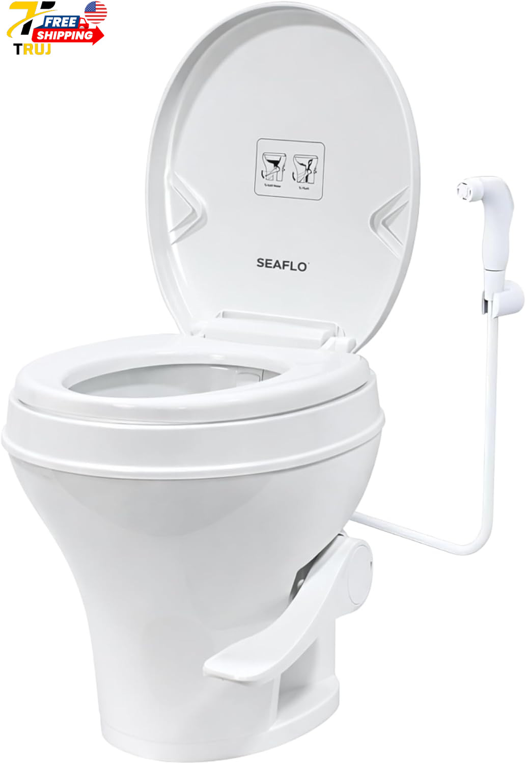 Residential Height Camper/RV Toilet with Sprayer Attachment 18.5” Standard Heigh