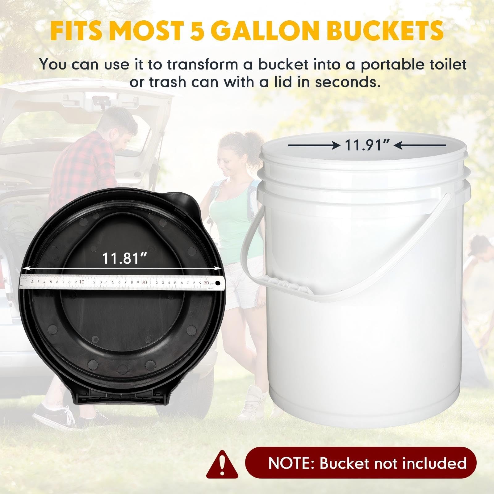 5 Gallon Bucket Toilet Seat with Lid Camping Bucket Toilet Seat, 20 Bags Port…