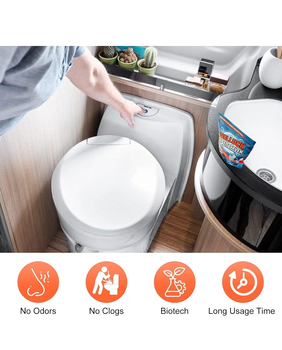WELLUCK 50 Packs RV Toilet Treatment Drop Ins, Holding Tank Deodorizer for RV…
