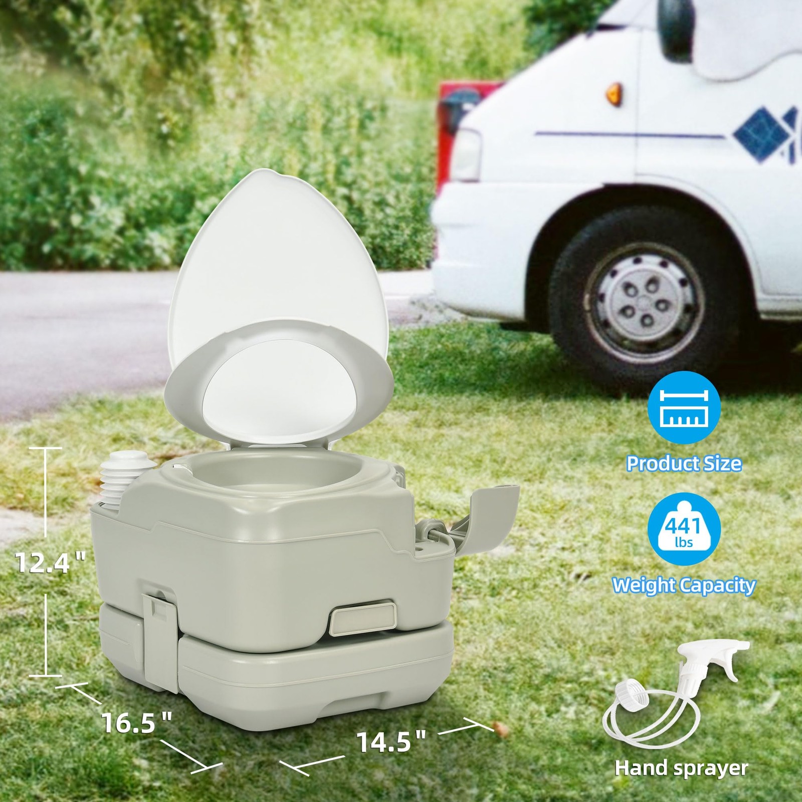 YITAHOME Portable Toilet 2.64 Gal Camping Porta Potty with Diagonal | Hand Sp…