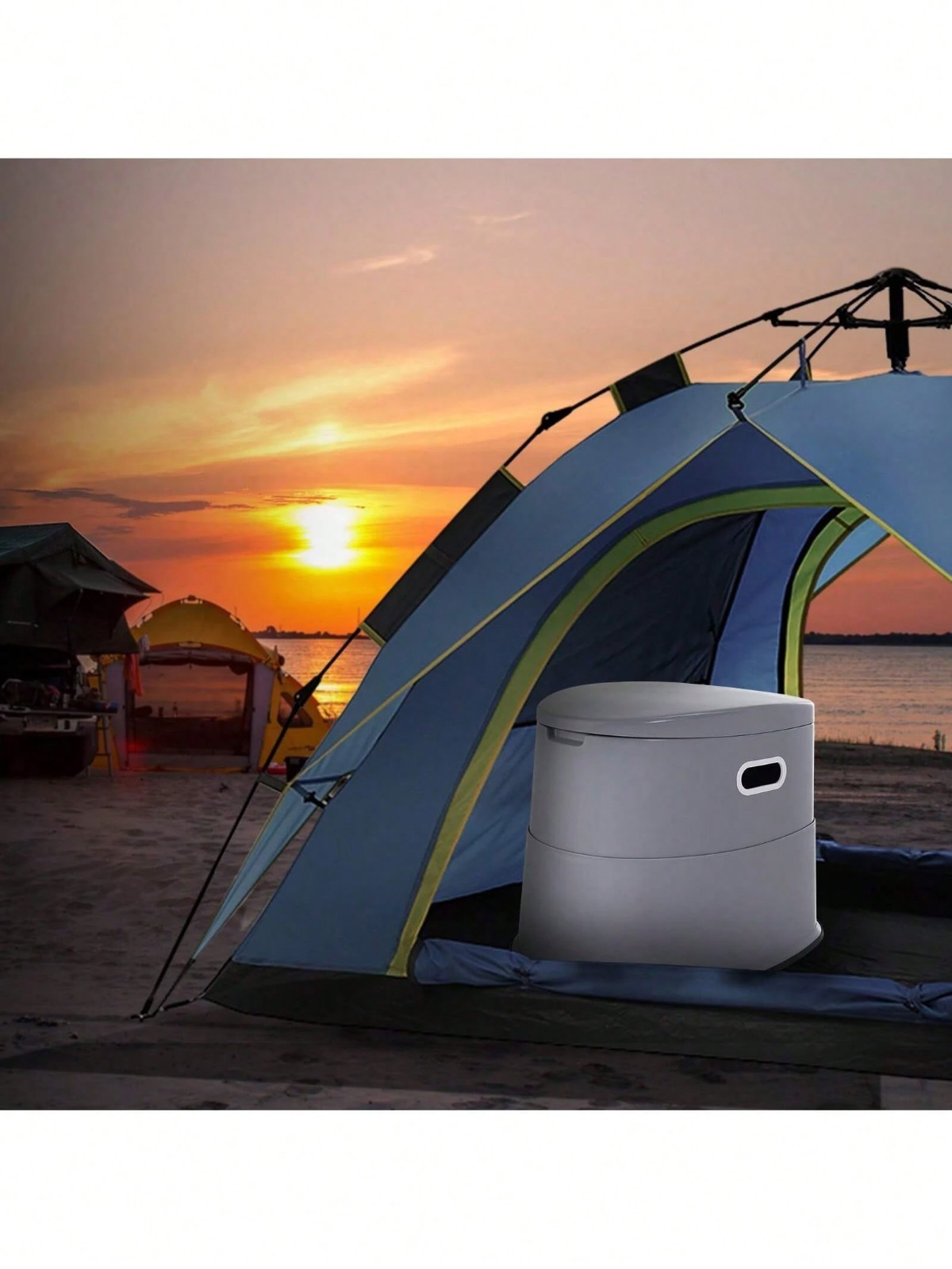 Portable Camping Toilet 1.3 Gal Bucket Paper Holder 300lb