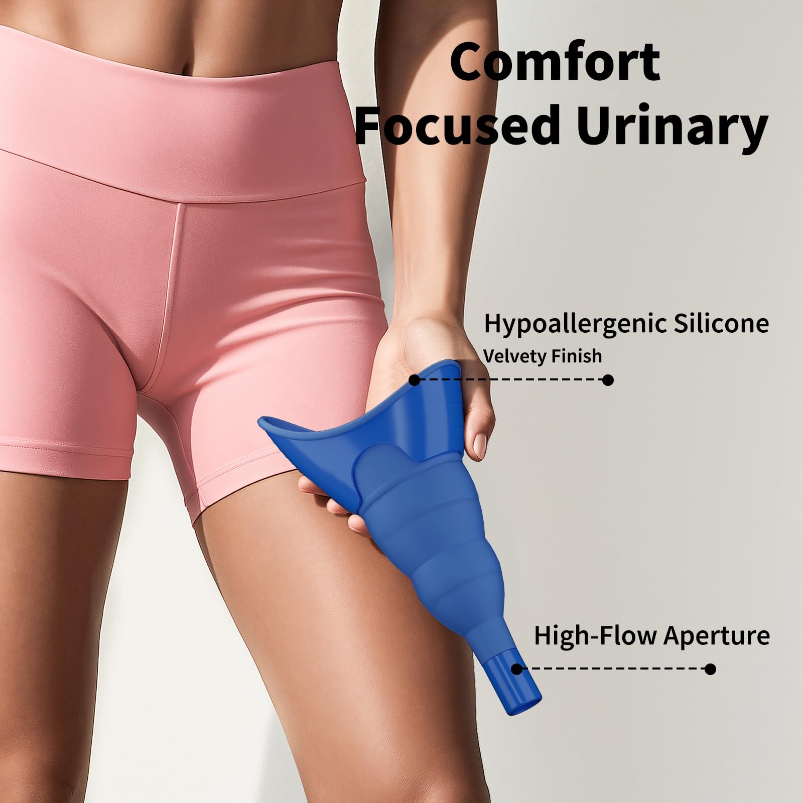 Female Urination Device,Reusable Silicone Pee Funnel,with Carry Bag ,Blue