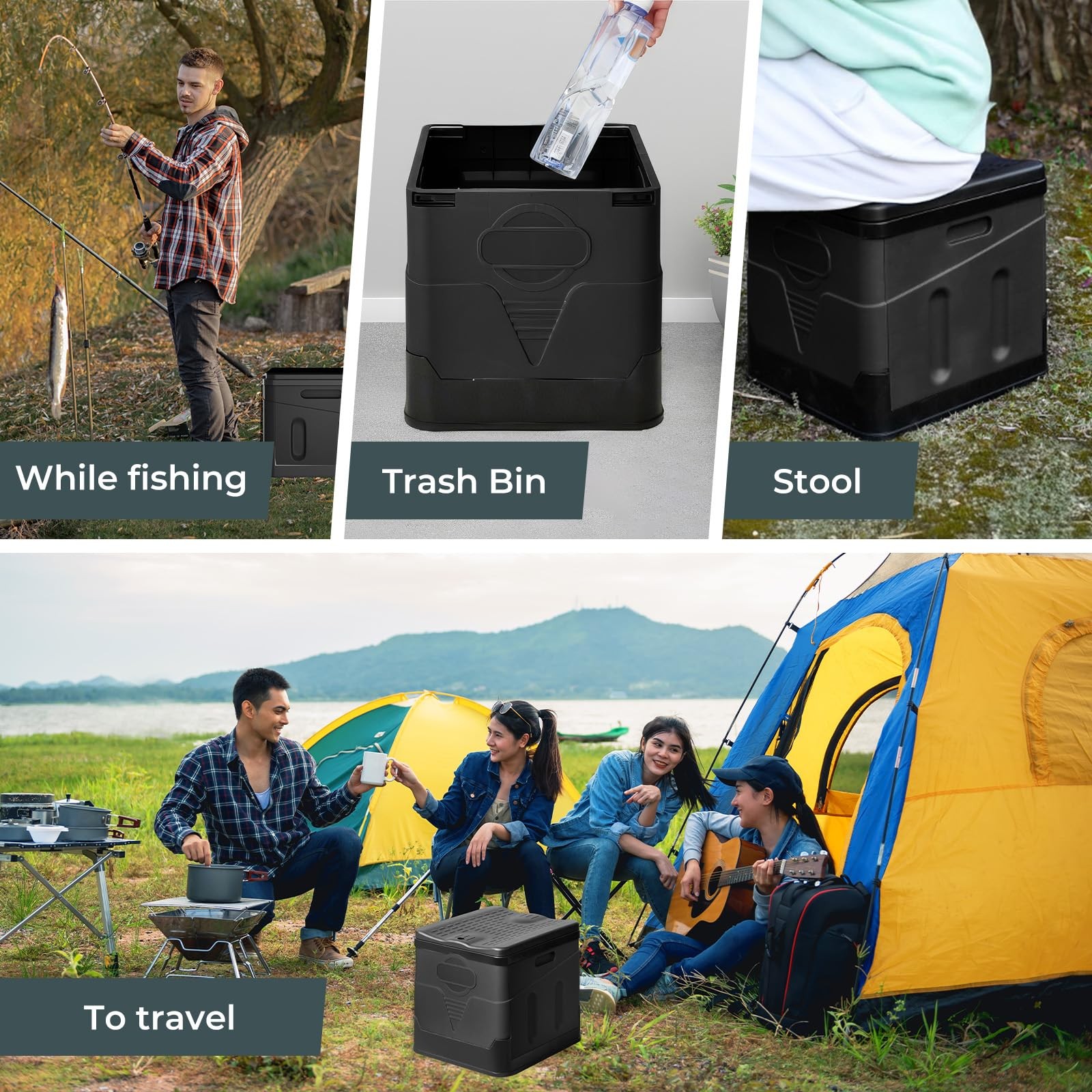 Portable Folding Toilet Set, 25L Large, Maximum Carry 150KG, 24 Bags Rubbish…