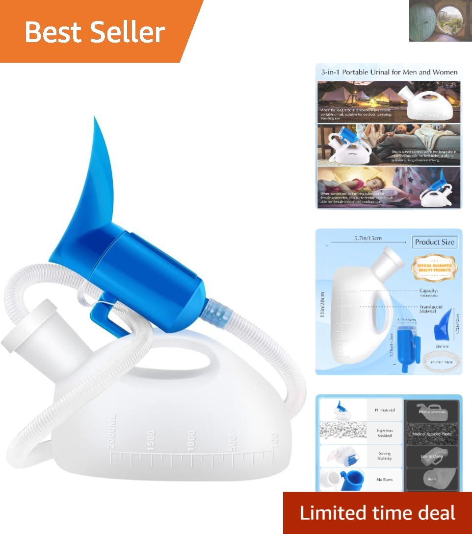 Easy-Grip Unisex Urinal for Car & Travel – 68 OZ Potty Solution for Everyone