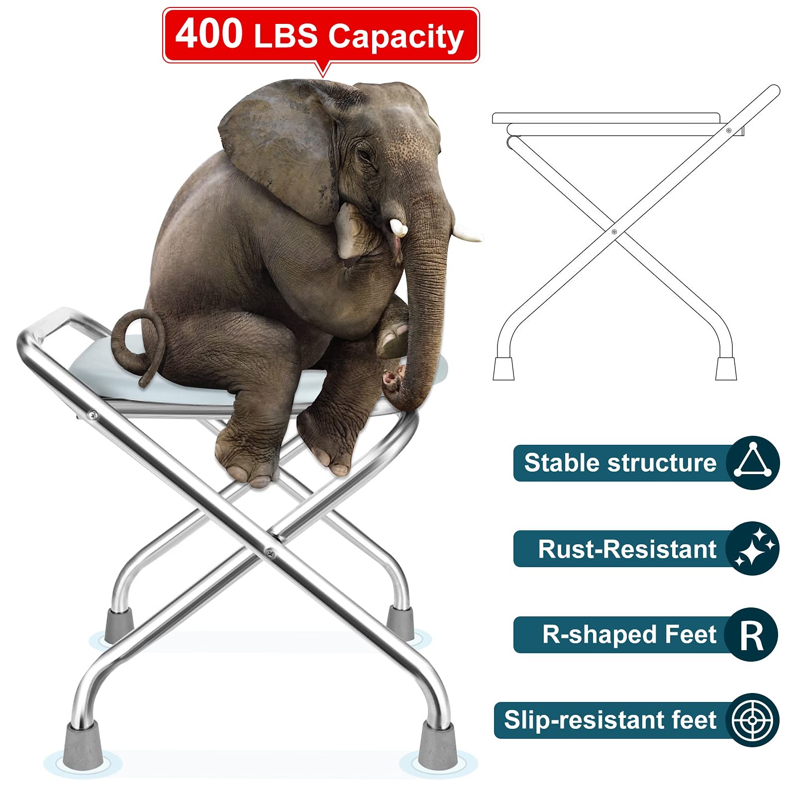 Portable Toilet For Camping 400lbs Weight Capacity Portable Camping Toilet Foldi