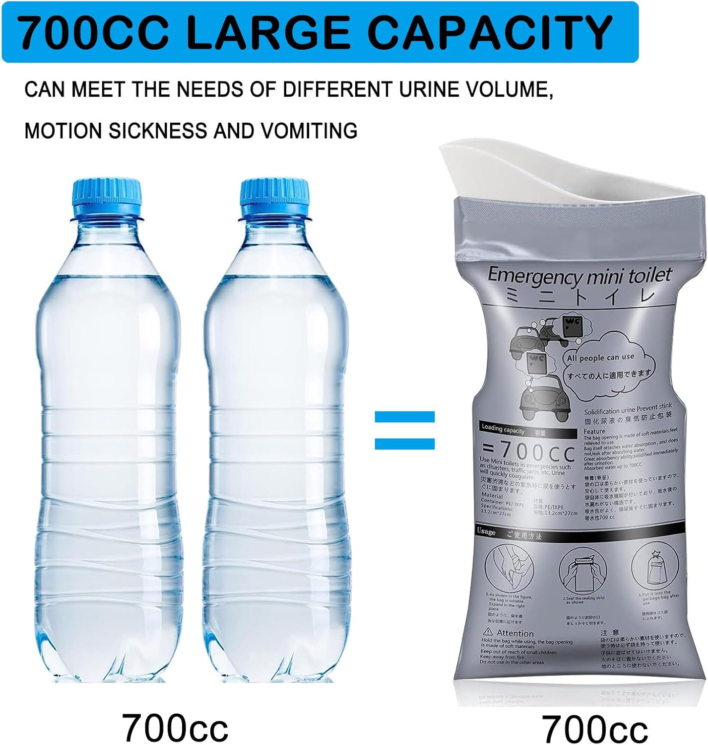Disposable Emergency Urinal Bag, 8/12/20/24 Pack Portable Camping Pee Bags, Trav
