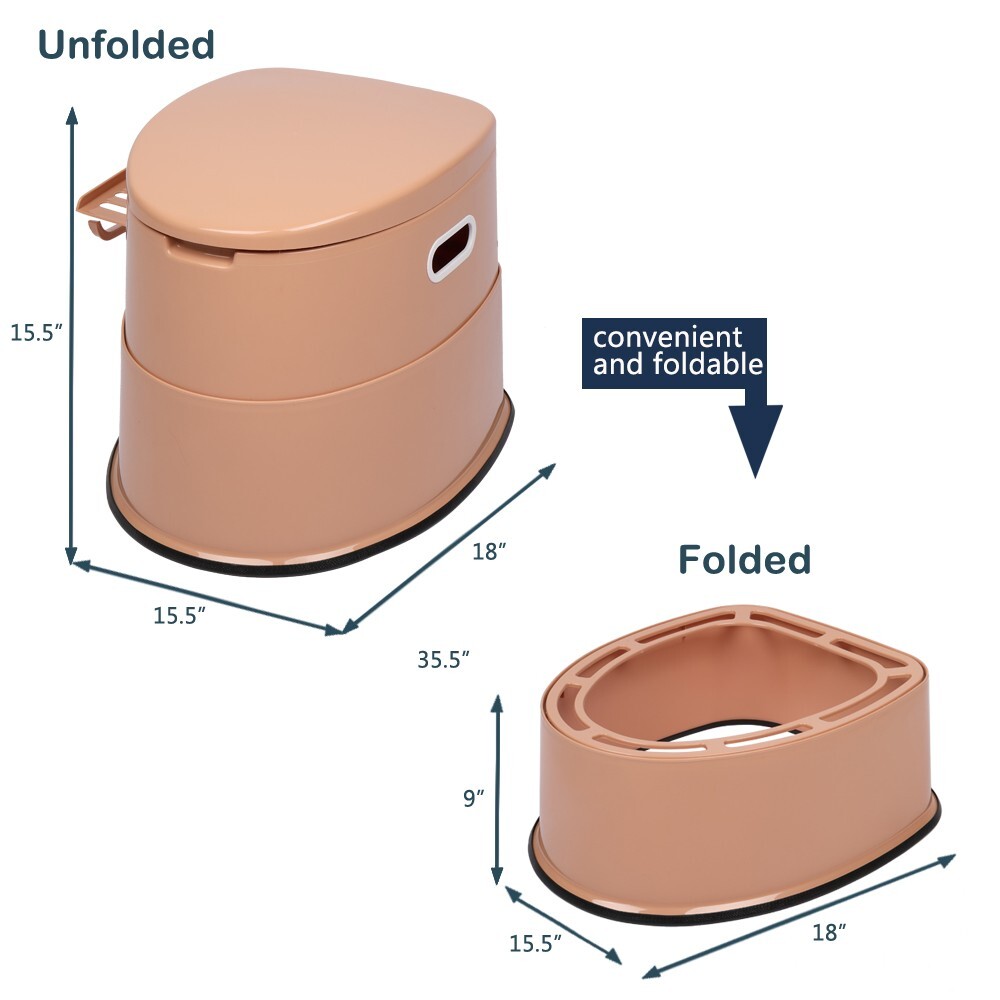 Non-slip Camping Portable Toilet Travel In/Outdoor RV Commode Potty +Tissue Box