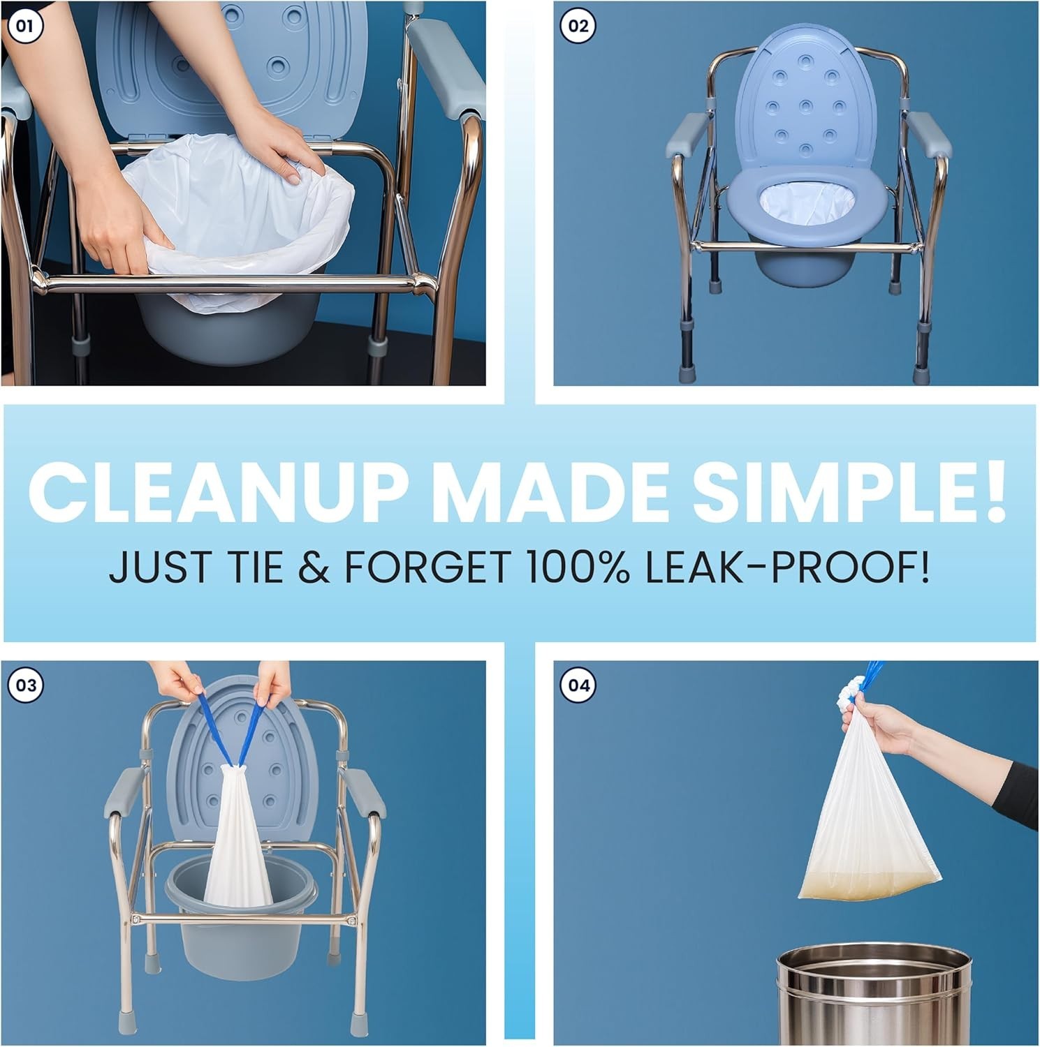 120PCS,60 Disposable Commode Liners,60 Commode Liners Disposable-Portable Toilet
