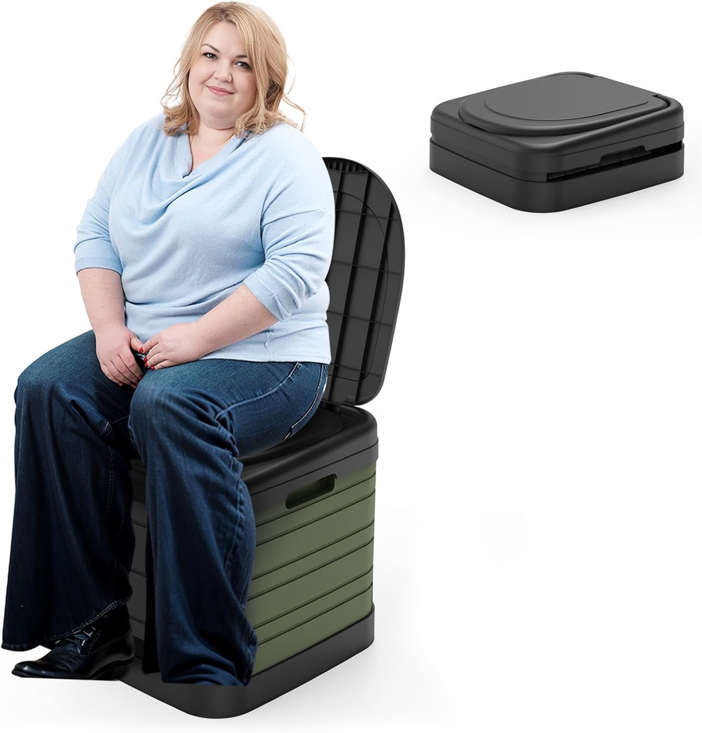 XXL Portable Toilet for Adults – Upgraded Collapsible Camping Toilet 16.7″ High
