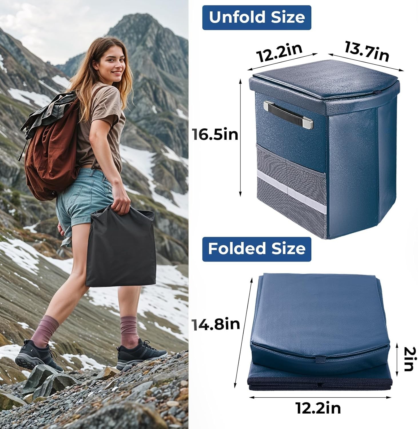 2025 Upgraded 16.5” XL Portable Toilet for Adults,Tall Camping Toilet with L…