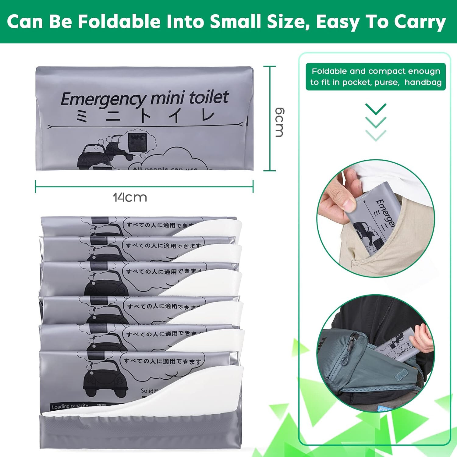 24 PACK Gray Unisex Disposable Urine Pee Vomit Bags Portable For Traffic Jam