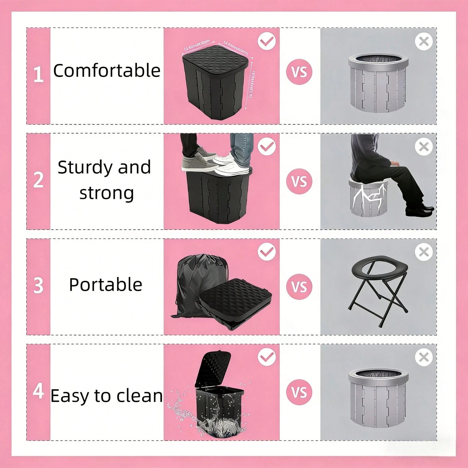 vNew Cepasei Portable Camping Toilet Foldable Travel Commode Outdoor RV Gear