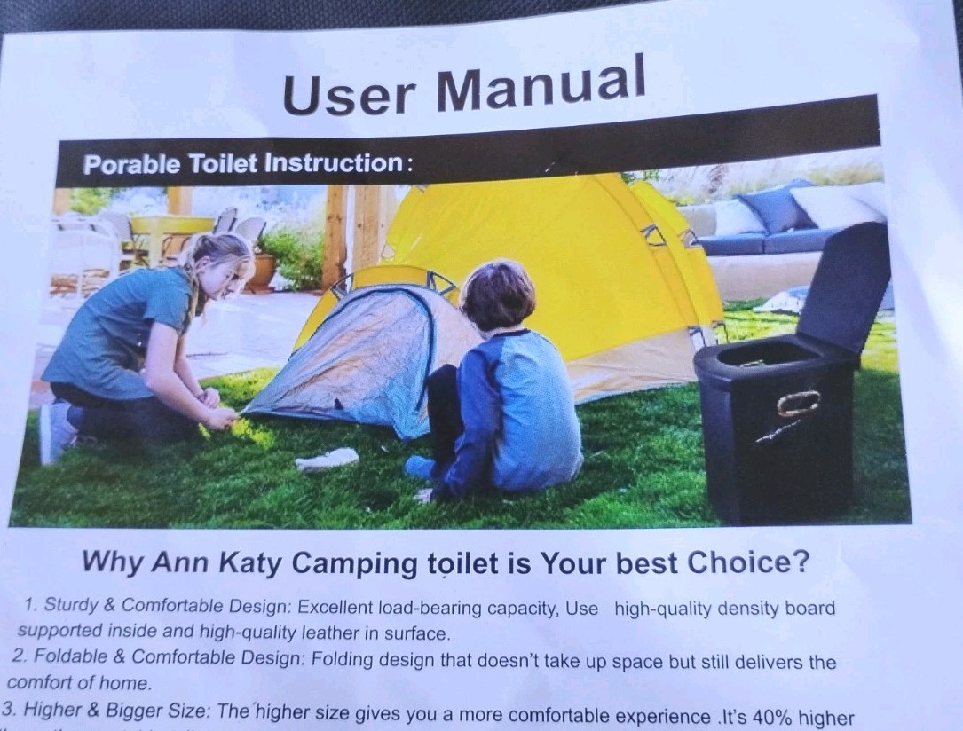 Portable Folding Toilet with Seat Camping Hiking Outdoor Potty carring case to