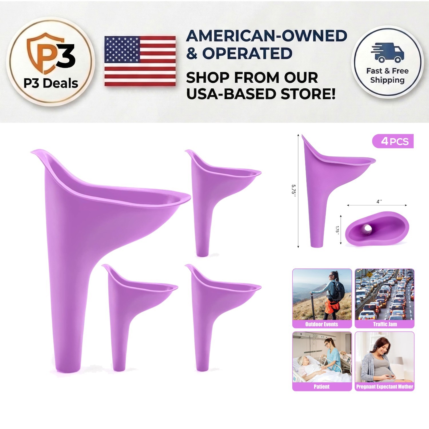 4PCS Portable Female Urinal Funnel Set – Perfect for Travel & Outdoor Adventures