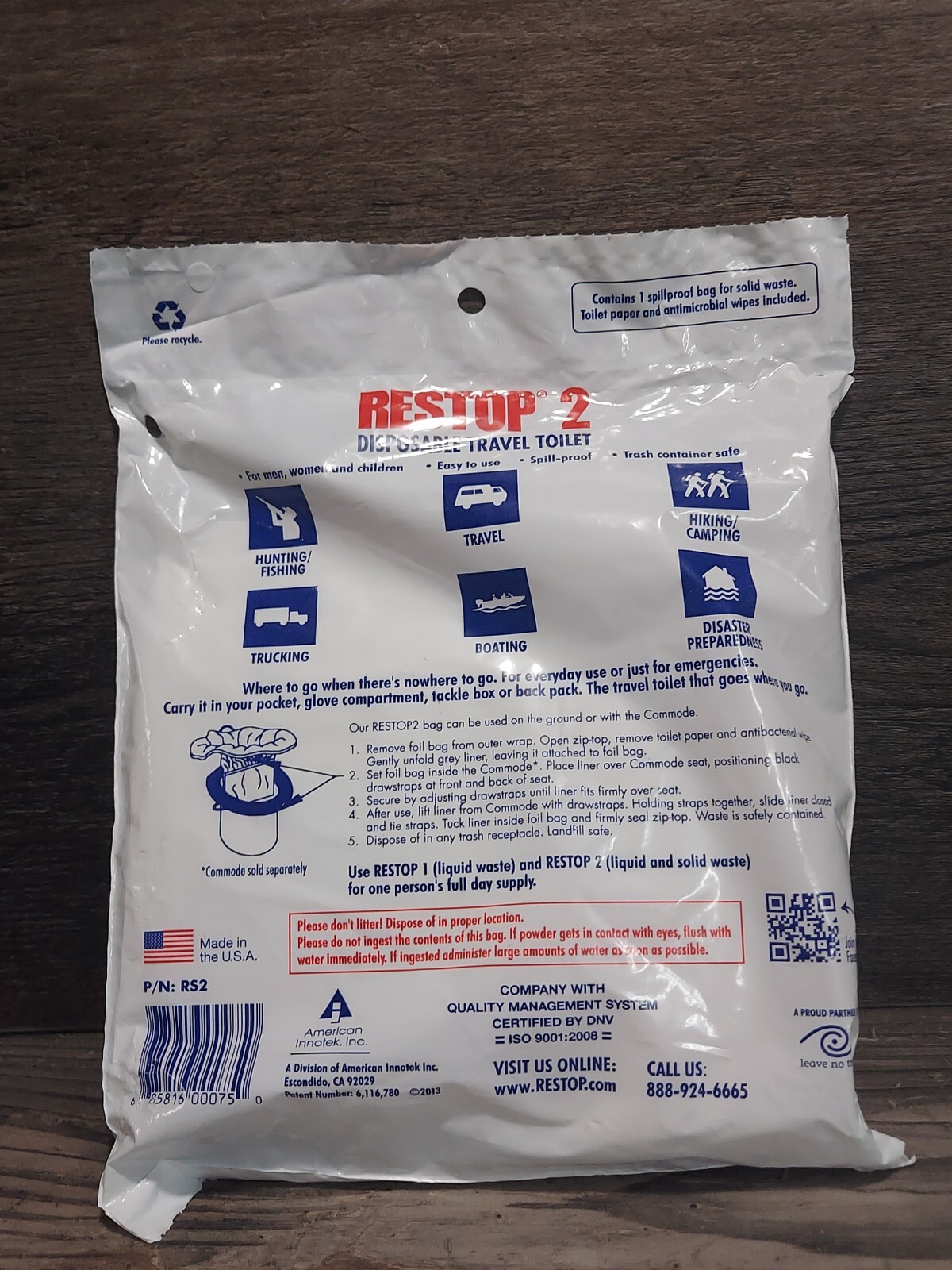 RESTOP 2 – Portable Toilet Solid (Poop) Leak Proof Waste Bag