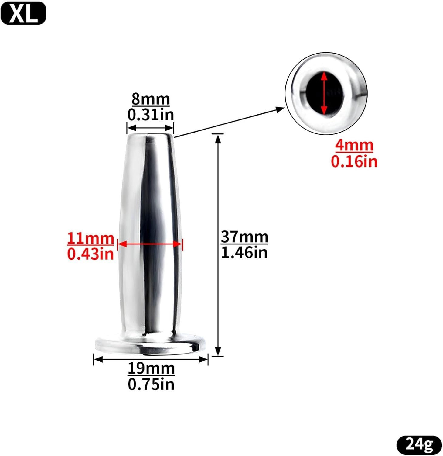 Male Special Sounding Rod – XL Stainless Steel with Curved Ergonomic Design