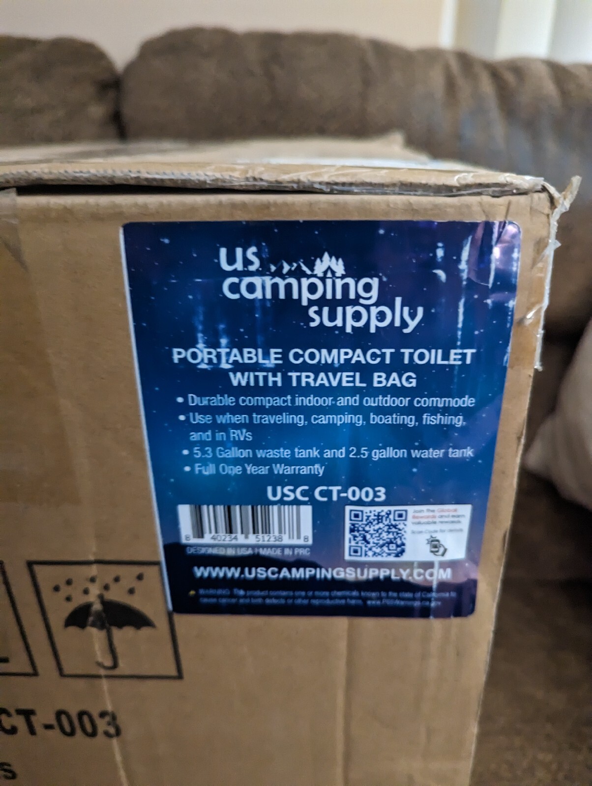 U.S. Camping Supply Portable Toilet with Carry Bag, 5.3 Gallon Waste Tank – Comp