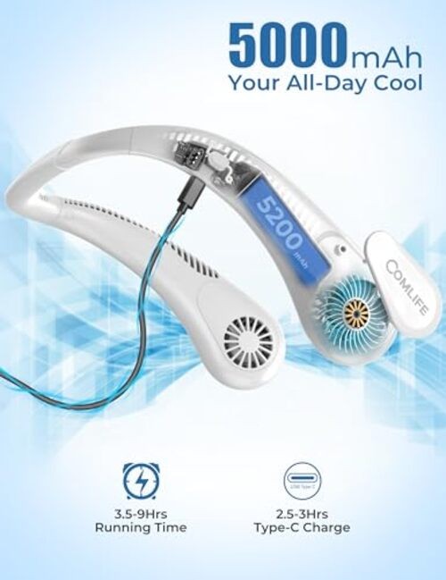 Portable Bladeless Neck Fan, 2026 World Sport Cup Gifts, Wearable Soccer