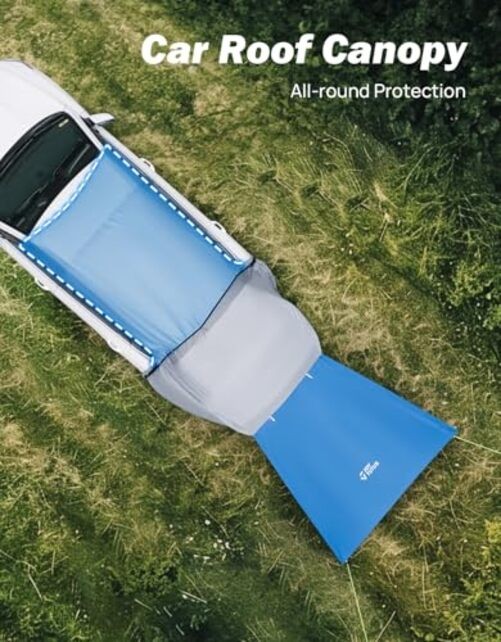 SUV Tailgate Tent with Big Awning, Water Resistant Medium-Standard Grey Blue