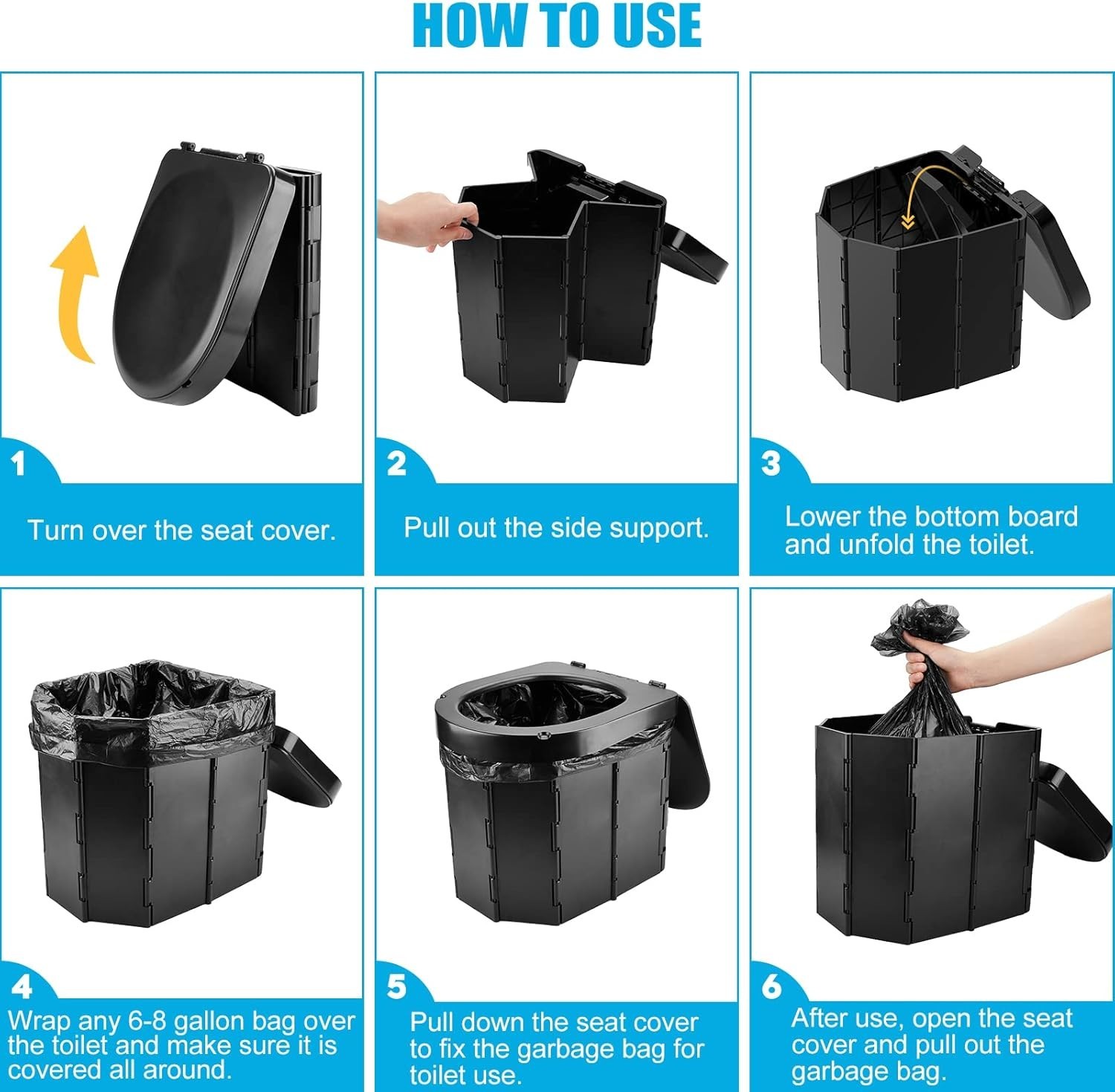 Portable Camping Toilet with Retractable Holder – Waterproof & Compact