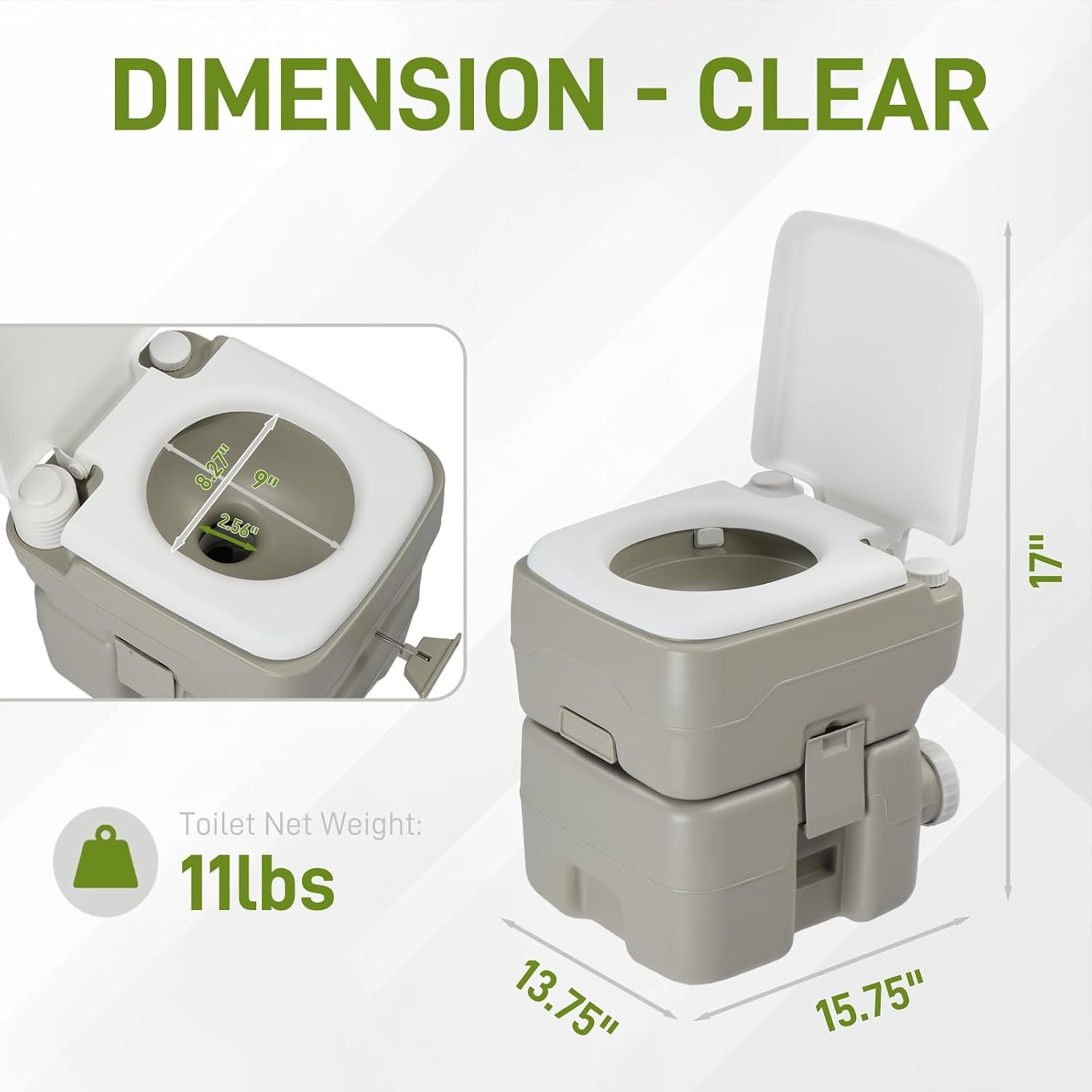 Outdoor Portable Toilet 5.3 Gallon Waste Tank Porta Potty W/ Pressure Pump